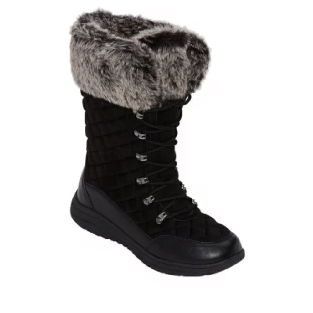 St. John's Bay Womens Black Cape Flat Heel Lace Up Boots. Size 7. EUC!